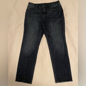 Chico's Jeans So Slimming Girlfriend Ankle Faux Black Pearl Size 1R